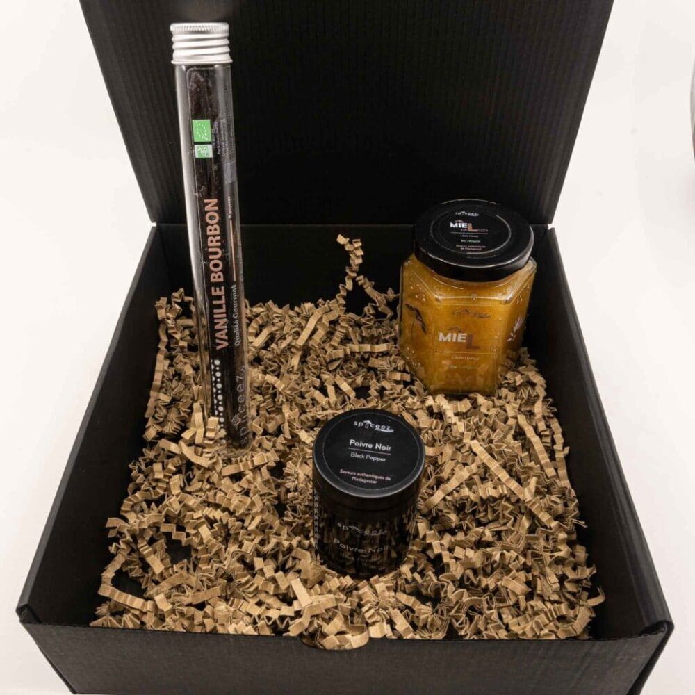 Une autre vue du coffret découverte miel avec de la vanille et du poivre